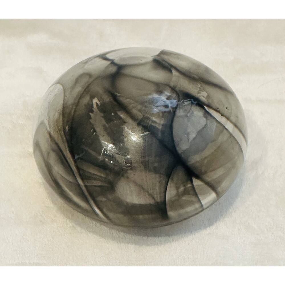MCM Studio VTG Art Hand Blown Glass Low Squat Vase Brown Black & Clear Swirl - Picture 5 of 8